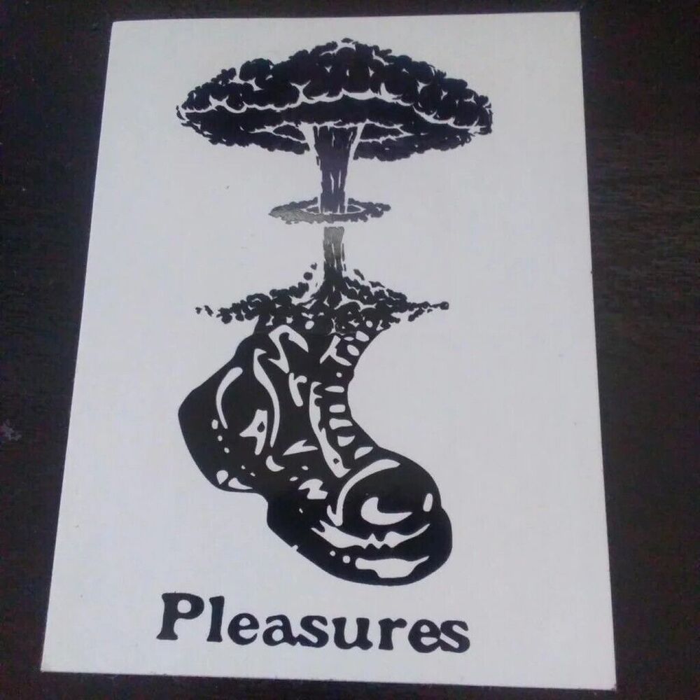 Pleasures graphic logo boot nuke bombBlack and white sticker Box logo  multi c